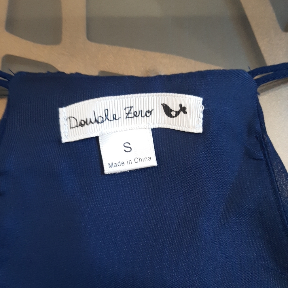 Double Zero Deep Blue Ruffled Overlay Chiffon Mini Dress - Picture 2 of 10